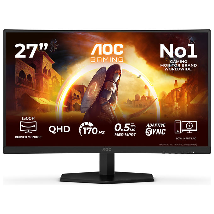 AOC CQ27G42FE Monitor Gaming Curvo 27'' WQHD 2560x1440 Pannello VA Adaptive Sync HDR10 colore Nero