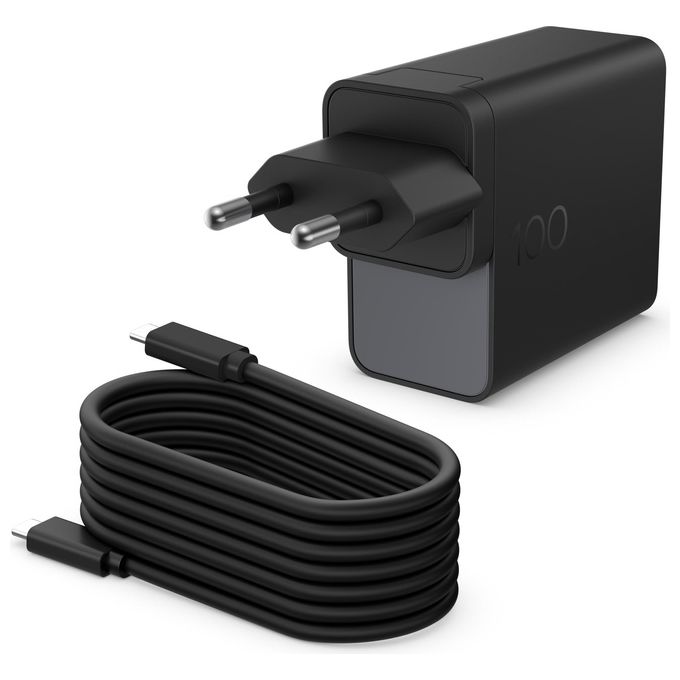 HP CS9V8AA Caricabatterie da Parete 100 W USB C PD 3.0 Tecnologia GaN Compatto e Leggero con Cavo 2 m Incluso colore Nero
