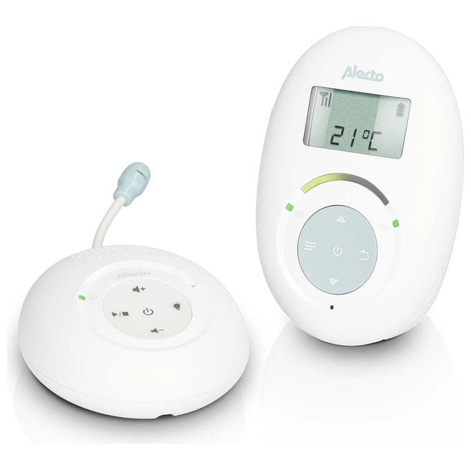 Alecto DBX120 Full Eco DECT Baby Monitor con Funzione Talk-Back e 5 Ninne Nanne Pre-programmate colore Bianco Blu