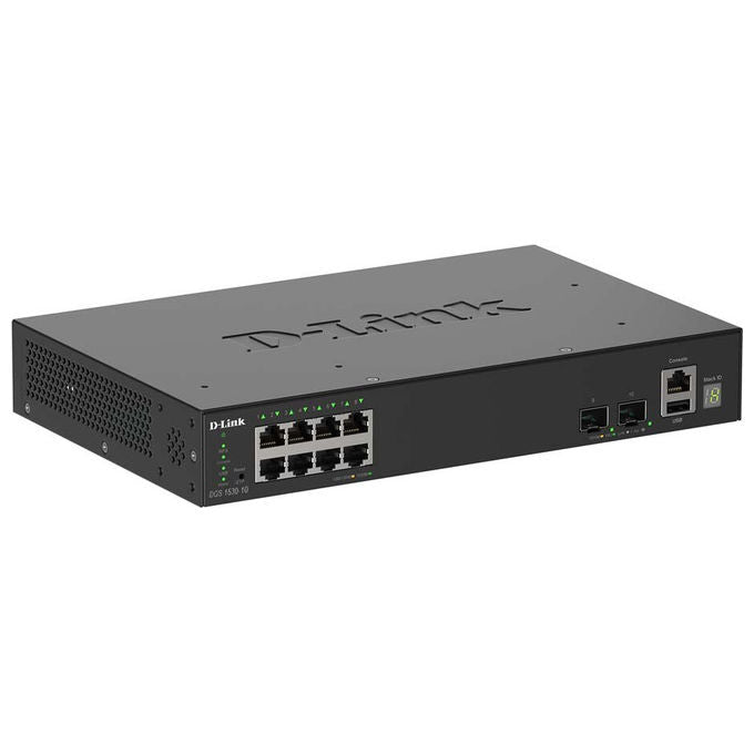 D-Link switch smart managed gigabit DGS-1530-10-E 8 porte Gigabit 2 porte SFP+ 10G Layer 2 rack e desktop colore nero