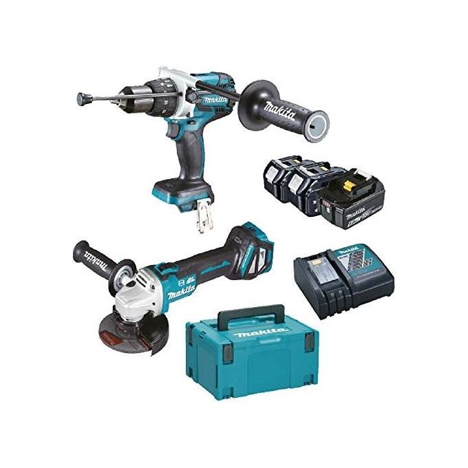 Makita Dlx2254Tj1 Set Trapano E Smerigliatrice + Accessori