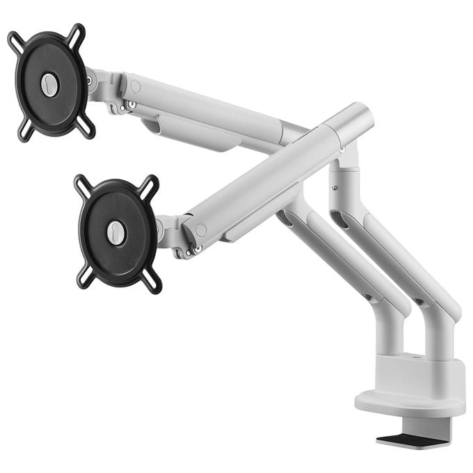 One For All DM7220 Supporto per Monitor Doppio Regolabile Altezza Manuale Rotazione 360° VESA 75x75 100x100 mm 9 Kg colore Bianco