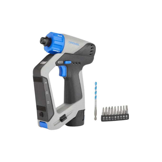 Dremel DD12V Blueprint Trapano Avvitatore 12V 3 in 1 Brushless con Cercatore di Montanti Livello Laser Staccabile Batteria 2,0 Ah Set Punte Livella a Bolla colore Nero