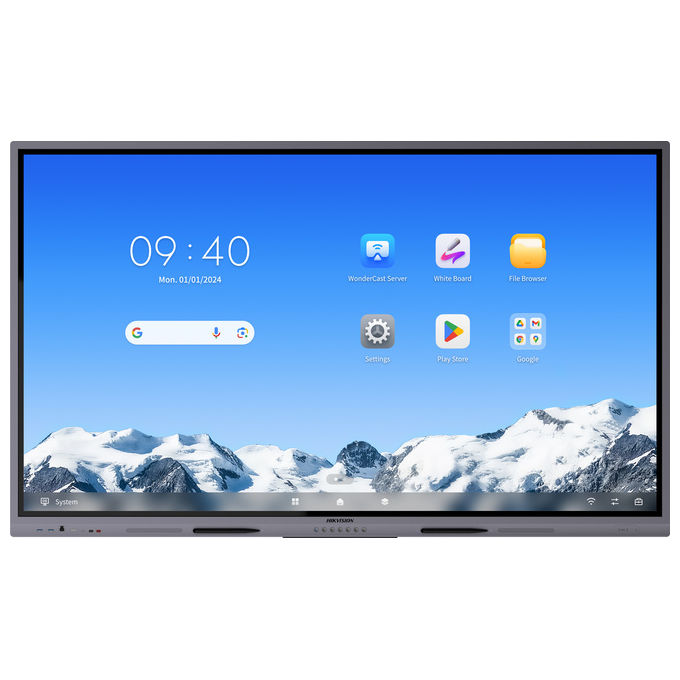 Hikvision DS-D5C86RB-A2L Value Series Lavagna Interattiva 86'' 4K Ultra HD Risoluzione 3840 x 2160 Pixel Touch Screen 50 Punti 2x USB Type-C 3x HDMI Wi-Fi 6 Android 14.0 RAM 8 GB Storage 128 GB colore Grigio