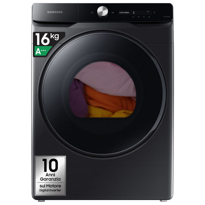 Samsung DV16DG8600BV Serie 8000 Asciugatrice Pompa di Calore 16 Kg Classe A+++ Wi-Fi AI Dry Programma Igienizzante (98,4x68,6x84,4 cm) colore Nero