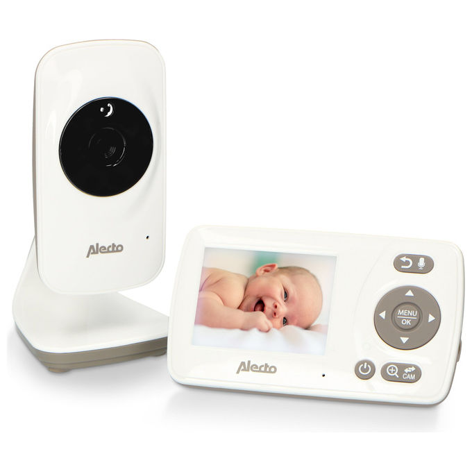 Alecto DVM-71 Monitor Video per Bambino con Display 2.4'' e Telecamera Risoluzione 320x240 Pixel Modalita' Notte Sensore Temperatura colore Grigio talpa Bianco