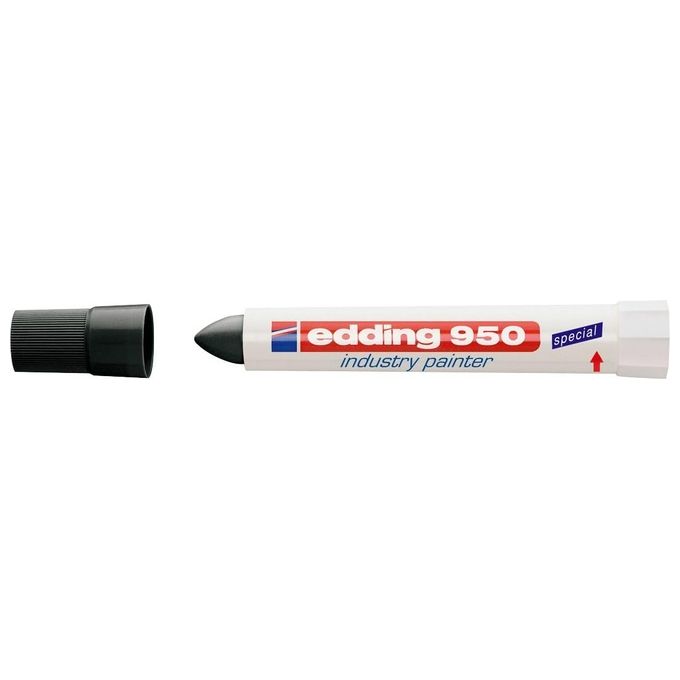 Edding 4-950001 950 Marcatore a cera industriale punta tonda tratto 10 mm confezione 10 pezzi colore Nero