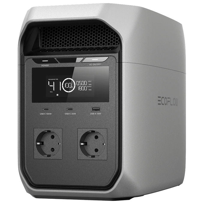 EcoFlow EFDELTA3C-EU-CBOX-L DELTA 3 Classic Stazione di Alimentazione Portatile 1024 Wh 2400 W 500 W Solare 2 USB Type-C 2 USB Type-A 2 Prese AC colore Nero Grigio