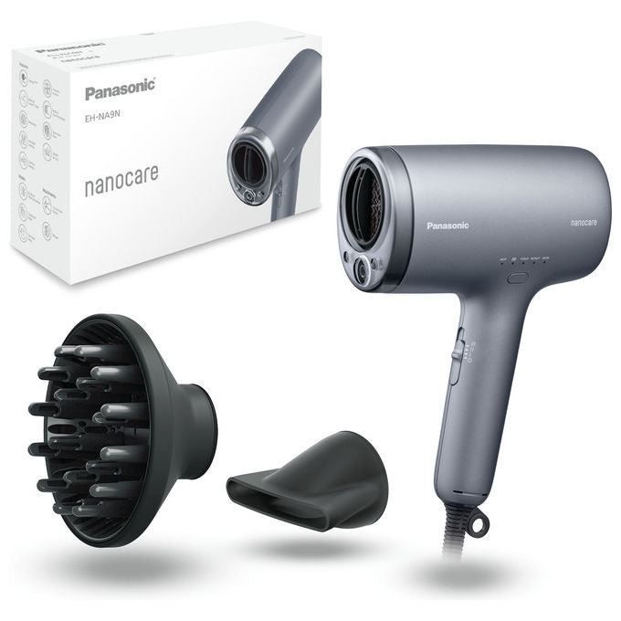 Panasonic EH-NA9N-H825 Asciugacapelli 1600 W Tecnologia Ionica 3 Velocita' Temperatura Regolabile Concentratore Diffusore colore Grigio scuro