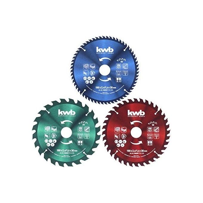 Kwb Set 3 Lame 190X30 Mm 24 - 36 - 60 Denti