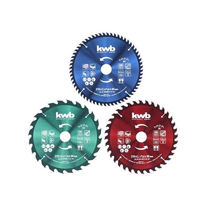 Kwb Set 3 Lame 210X30 Mm 24 - 36 - 60 Denti