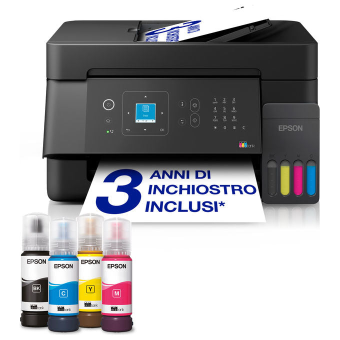 Epson ET-4900 EcoTank Stampante Multifunzione A4 Wi-Fi Ethernet LCD ADF 30 fogli colore Nero