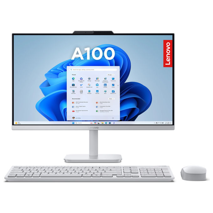 Lenovo F0JN0040IX All in One A 100 PC All-in-one Display 23.8'' FHD Risoluzione 1920x1080 Processore Intel N100 RAM 8GB SSD 512GB Windows 11 Home colore Grigio