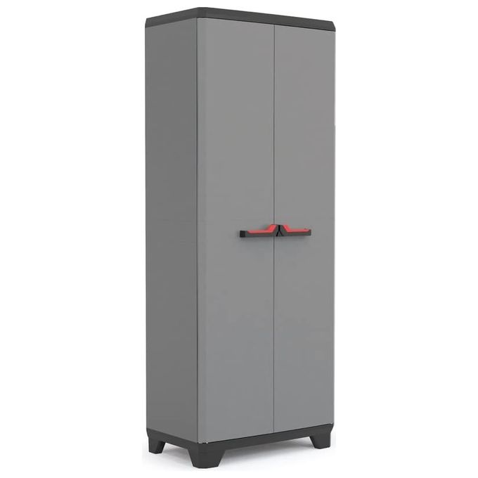 Keter Armadio Portascope Basic Resistente al Gelo con 3 Ripiani Regolabili 68X39X173 Cm per Esterno in Resina Grigia