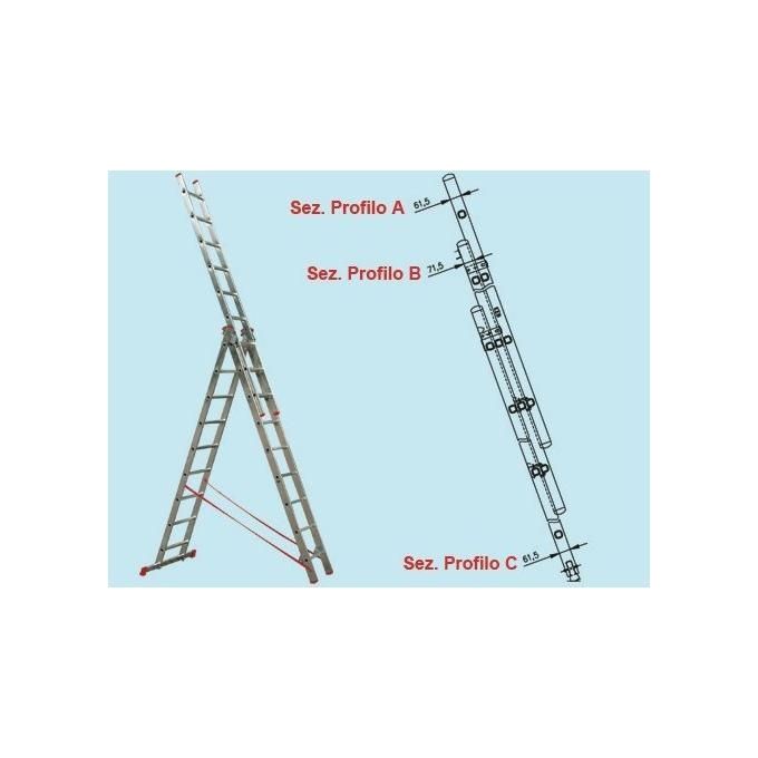 Scala Alluminio Promo Step Triplici 3X9 Mt5,29