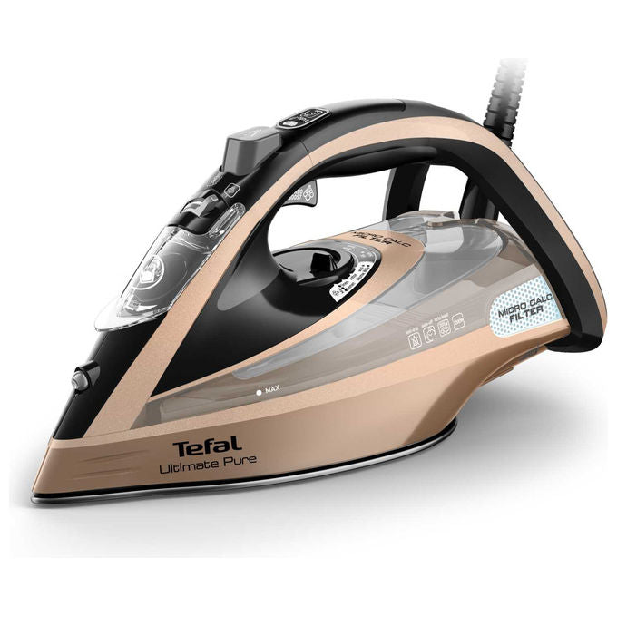 Tefal FV9852E0 Ultimate Pure Ferro da stiro a secco e a vapore 3200 W con piastra Durilium AirGlide Autoclean 2,5 m colore Nero Rame