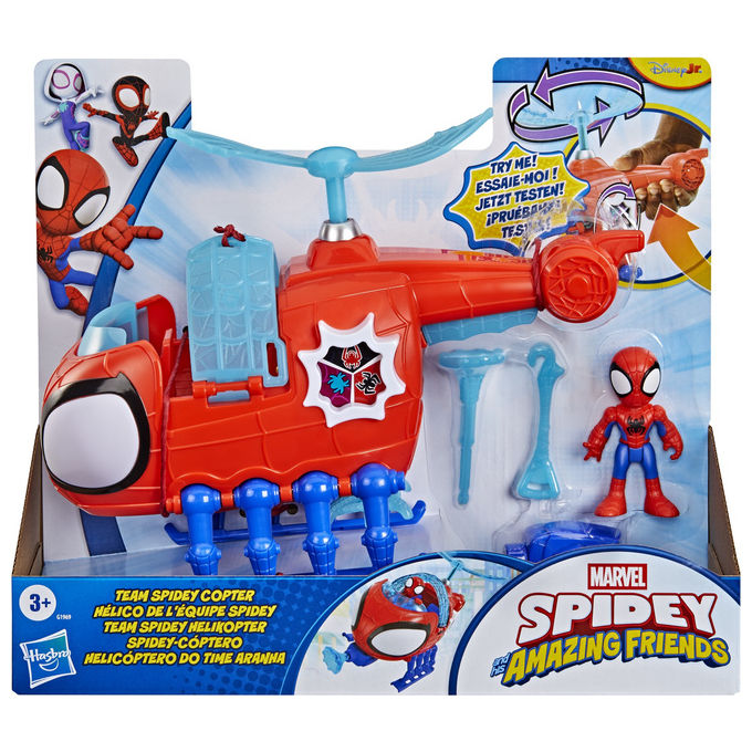 Hasbro G1969 Spidey Team con Elicottero Action Figure 7,6 cm e Veicolo Giocattolo con Proiettile colore Multicolore
