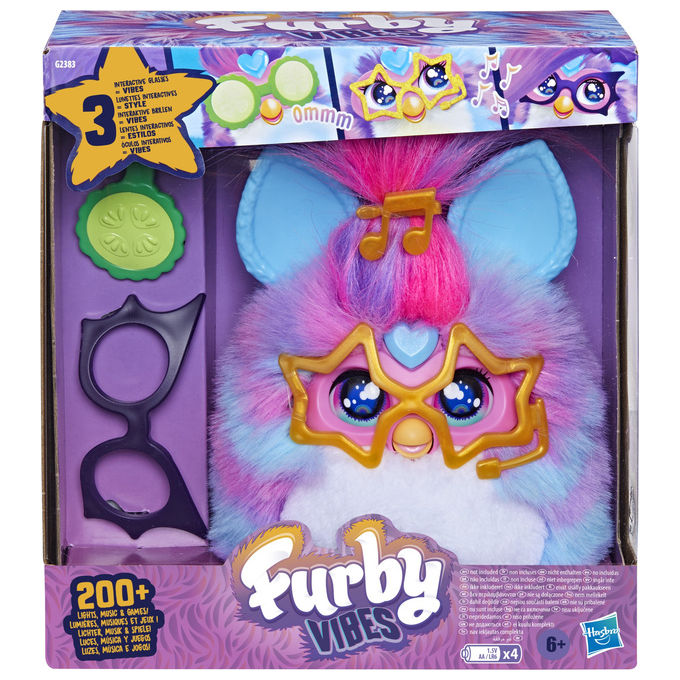 Hasbro G23835L0 Furby Vibes Peluche Interattivo con Luci Suoni Movimenti e Capelli Lunghi Modellabili colore Blue Razz
