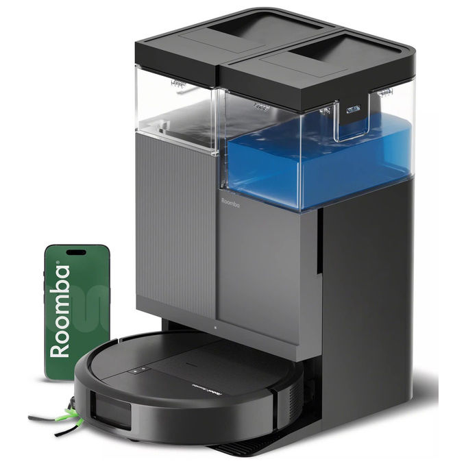 IRobot G285040 Roomba Plus 415 Combo Robot aspirapolvere e lavapavimenti 20.000 Pa con stazione AutoWash LiDAR colore Nero