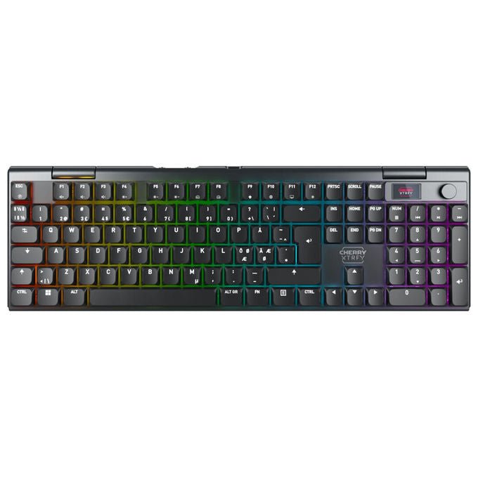 CHERRY G8A-25100HJAPN-2 MX 10.1 Wireless Tastiera Gaming USB RF Wireless Bluetooth QWERTY Nordic Cherry MX Low-Profile 2.0 Red Retroilluminata RGB con Schermo LCD colore Nero