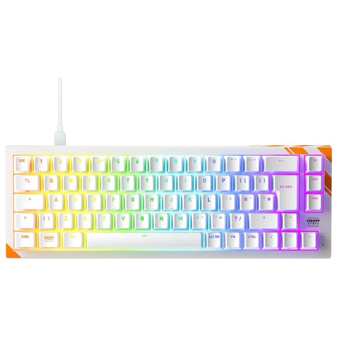 Cherry G8E-24200LACAGB-0 K5 PRO TMR COMPACT Tastiera Gaming Cablata Meccanica Retroilluminazione RGB colore Arancione e Bianco