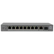 LevelOne GEP-1011 Switch PoE+ 8 porte Gigabit non gestito 120W con uplink RJ45 e SFP colore Nero