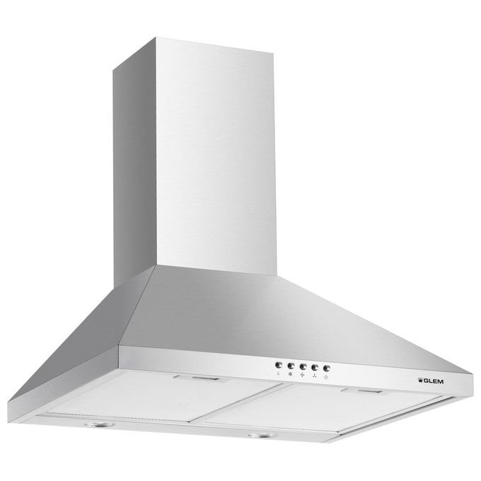 Glem GHP745IX Cappa aspirante a parete 70 cm 498 m³-h Classe C 67 dB Pulsanti colore Acciaio inox