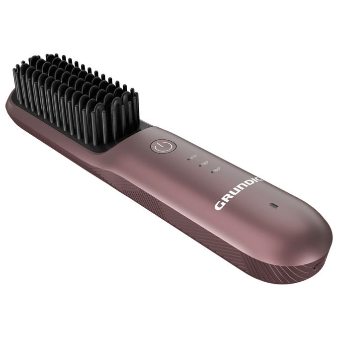 Grundig GMS9075 HB 6450 Spazzola Lisciante Senza Fili 3 Livelli Temperatura 160 180 200 °C Rivestimento in Ceramica Funzione Ionica Ricarica USB colore Nero