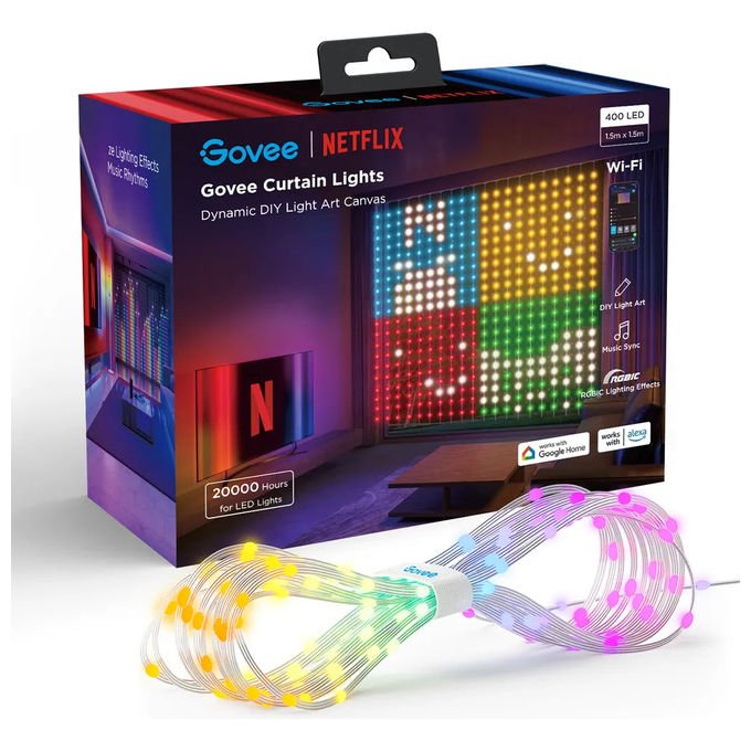 Govee H70BC Stringa di luci intelligenti Wi-Fi Bluetooth 400 LED colore Trasparente