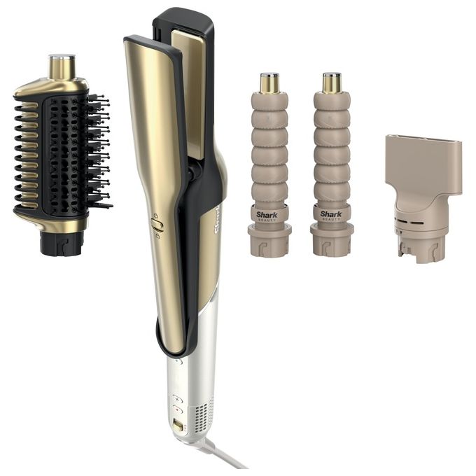 Shark HD6041SEU Glam Straight and Waves multistyler Asciugacapelli Lisciatura Arricciatura Ceramico Regolabile 3 Temperature 3 Velocita' Aria Fredda 1500 W colore Oro