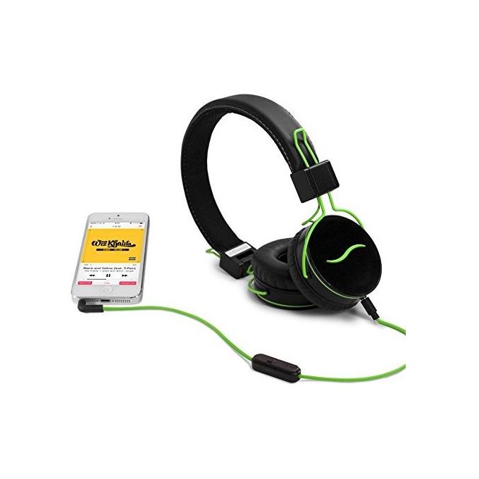 Hi-Deejay Cuffie Professionali Rivestite in Tessuto Metal Black Green