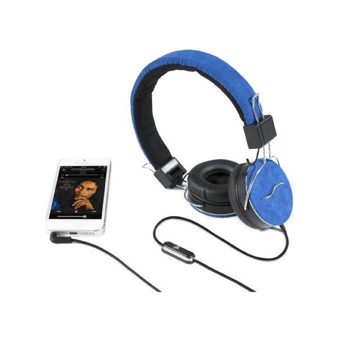 Hi-Deejay Cuffie Professionali Rivestite in Tessuto Nappa Blu