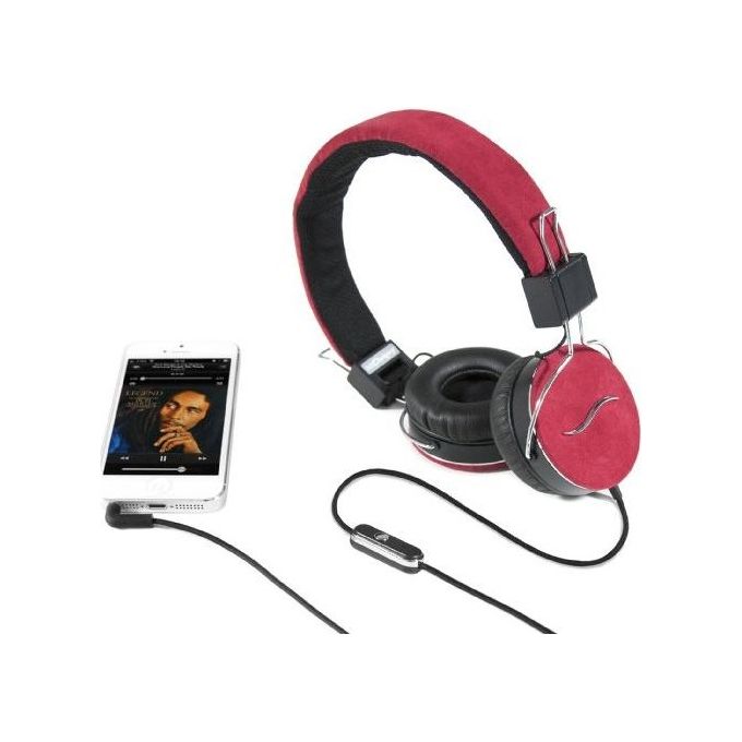 Hi-Deejay Cuffie Professionali Rivestite in Tessuto Nappa Red