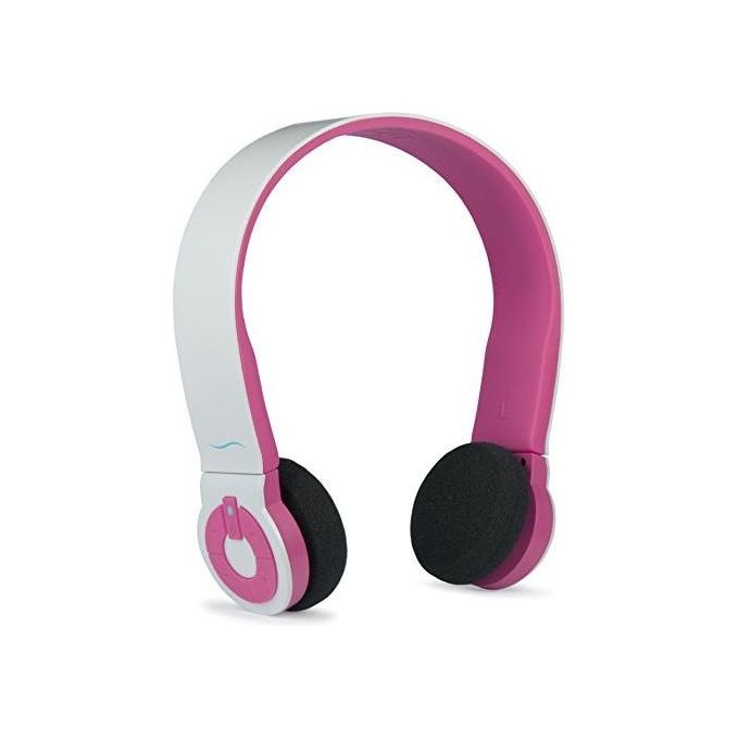 Hi-Edo Cuffie Bluetooth con Design Minimal White Pink
