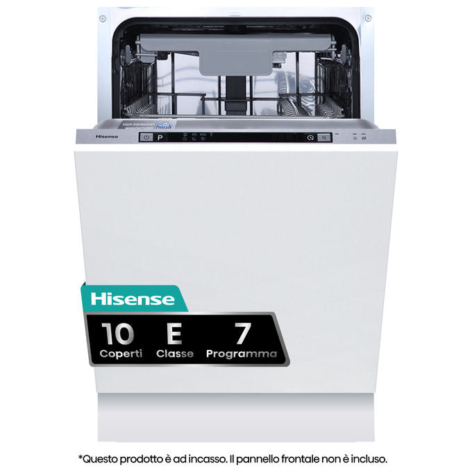 Hisense HV523E10 Lavastoviglie da Incasso a Scomparsa Totale 10 coperti Classe E 47 dB Terzo Cesto (82x45x55 cm) colore Nero