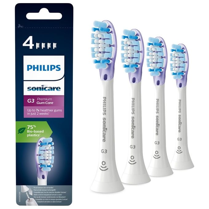 Philips Testine Gum Care Premium con Tecnologia Connessa 4 Testine Bianche