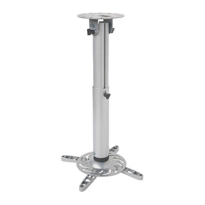 Techly ICA-PM-104M Supporto a Soffitto per Videoproiettore Estensione 50-77 cm Inclinazione 30° Rotazione 360° Portata 15 Kg colore Silver