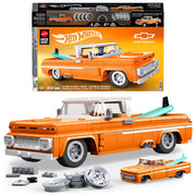 Mattel JFT20 Brick Shop Hot Wheels Custom ’62 Chevy Pickup set da costruire con auto e targa in metallo scala 1:16 colore Nero