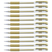 Pentel K118-X Hybrid Grip Penna Roller Gel Punta 0.8 mm Inchiostro Oro Metallizzato Confezione da 12 Pezzi colore Oro