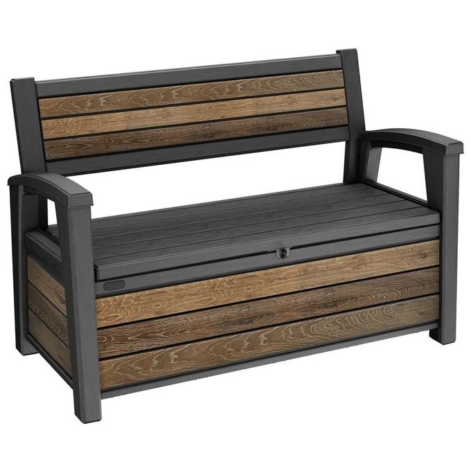 Keter K261839 Deco Bench Cassapanca da Giardino con Seduta 227 L tecnologia DecoCoat colore Walnut
