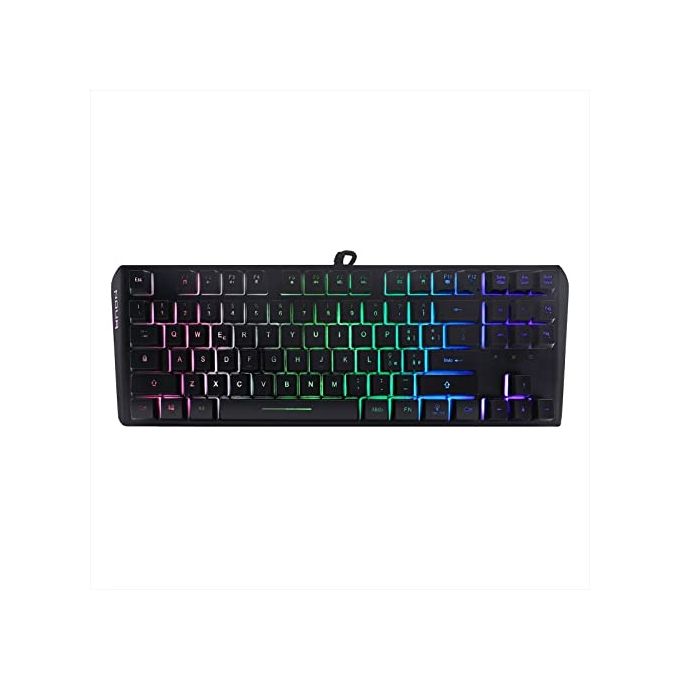 Noua Cosmo Tastiera Gaming QWERTY USB Plug e Play Multimediale 87 Tasti Switch Semi-Meccanica Retroilluminazione RGB Arcobaleno 19 Tasti Anti-Ghosting Layout Italia