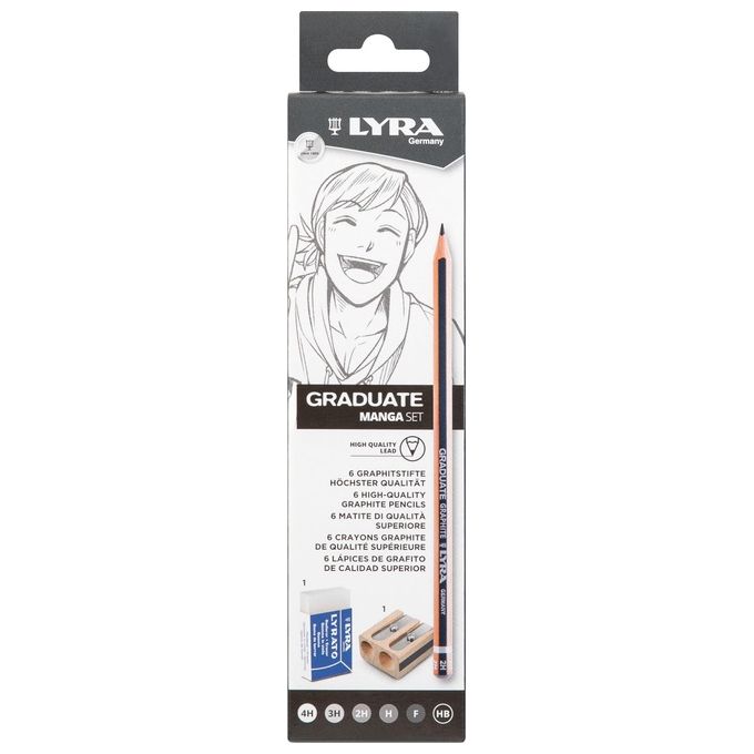 Lyra Confezione 8 Matite con Gomma e Temperino Manga