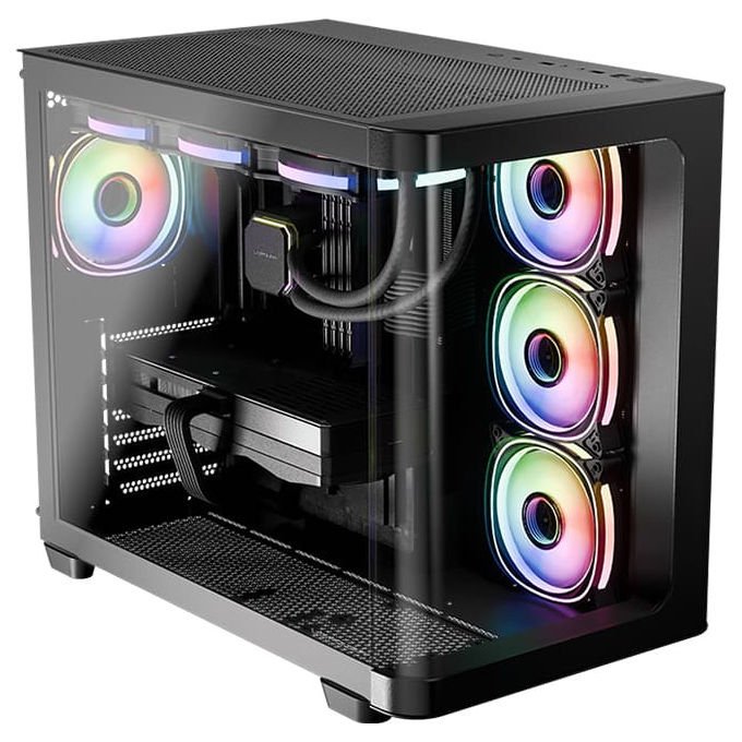 LC-Power LC-8001B-ON Gaming 8001B Pro-Storm Dark Case Midi Tower con Supporto ATX Micro-ATX Mini-ITX e Vetro Temperato colore Nero