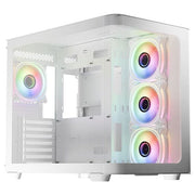 LC-Power LC-8001W-ON Case PC Midi Tower con Vetro Temperato e Illuminazione RGB 120mm Frontale 140mm Superiore Alimentazione Laterale 7 Slot Espansione 3 Supporti 2.5'' 2 Vani 3.5'' colore Bianco