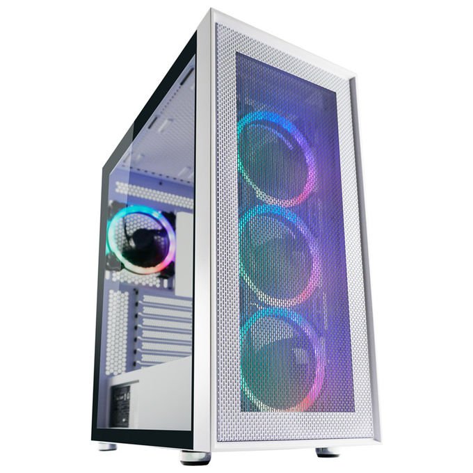 LC-Power 802W Gaming Midi Tower con Vetro Temperato e Ventole RGB 3x 120 mm 1x 120 mm ATX Micro-ATX Mini-ITX USB-C 3.2 Gen 2 colore Bianco