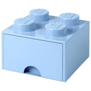 Room Copenhagen cassettiera mattoncino Lego Storage Brick 4, 4 bottoni, 1 cassetto, impilabile, blu chiaro, 4.7 L, senza BPA