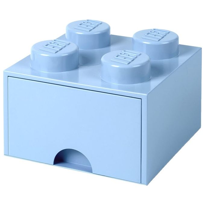 Room Copenhagen cassettiera mattoncino Lego Storage Brick 4, 4 bottoni, 1 cassetto, impilabile, blu chiaro, 4.7 L, senza BPA