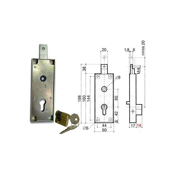 Prefer 6567-0810 Serratura per Basculante Mz Cilindro 60mm