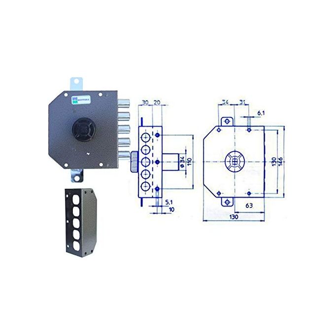 Mottura 30.621 Serratura Pompa Triplice S-a Dx