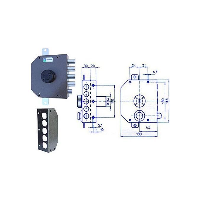 Mottura 30.631 Serratura Pompa Triplice S-a Sx